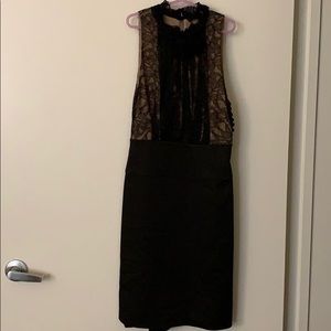 BcbgMaxAzria black satin lace dress